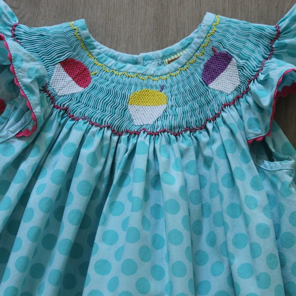 Sweet South Other - Easter Sweet South Girl's Embroidered Blue Polka Dot Smocked Dress Size 3T